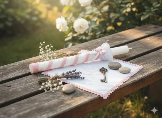 Zestaw chrzcielny „Różany Blask” z kryształkiem Preciosa®