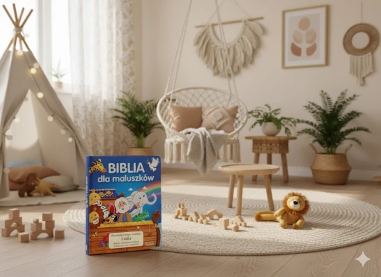 Książka z grawerem - Biblia dla maluszków w aranżacji pokoju dziecięcego