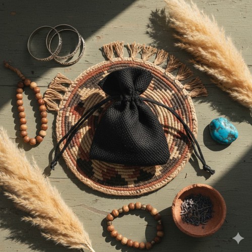 Etui jutowe 8×10 cm czarne – naturalne opakowanie prezentowe