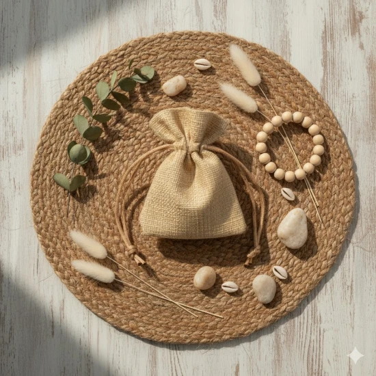 Etui jutowe 8×10 cm ecru – naturalne opakowanie prezentowe