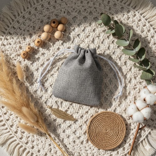 Etui jutowe 8×10 cm szare – naturalne opakowanie prezentowe