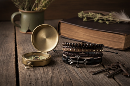 Zestaw Męskich Bransoletek z Krzyżem – Styl Rustykalny