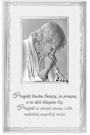 Obrazek srebrny Jezus „Przyjdź Duchu Święty”