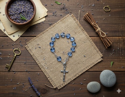 Różaniec dziecięcy z serduszkami – niebieski