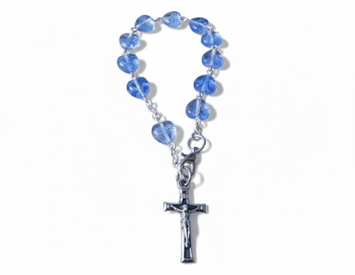 Różaniec dziecięcy z serduszkami – niebieski