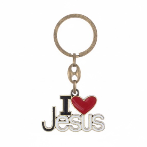Brelok religijny I Love Jesus – metalowy breloczek do kluczy