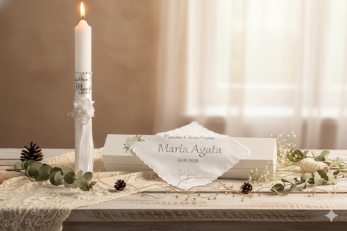 Zestaw do Chrztu „Esencja Blasku” – Świeca, Szatka i Pudełko
