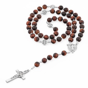 Różaniec benedyktyński z kamieni półszlachetnych – Bawole Oko