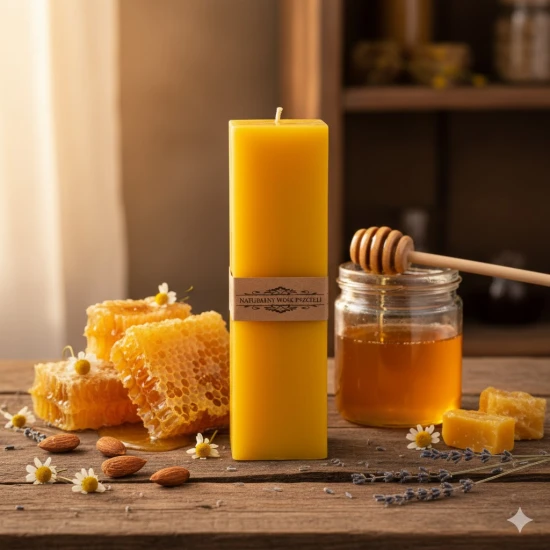 Świeca woskowa kostka 18,5 cm – naturalny wosk pszczeli
