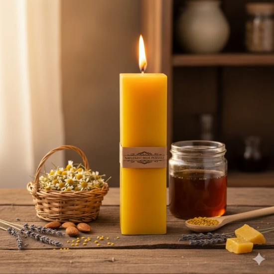 Świeca woskowa kostka 18,5 cm – naturalny wosk pszczeli