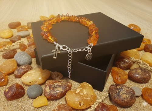 Bransoletka z bursztynu naturalnego, bałtyckiego