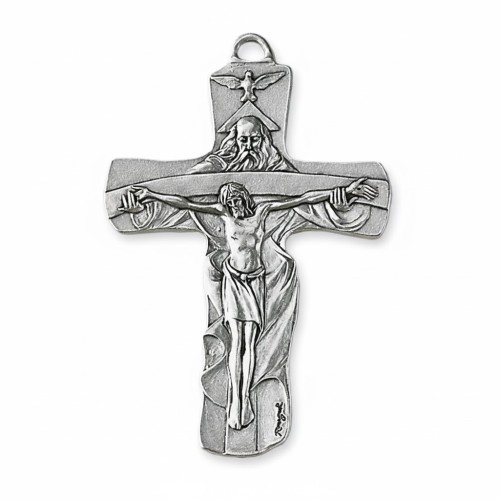 Krzyż „Trójca Święta” – Pamiątka Bierzmowania 8,5 cm, srebrny oksydowany