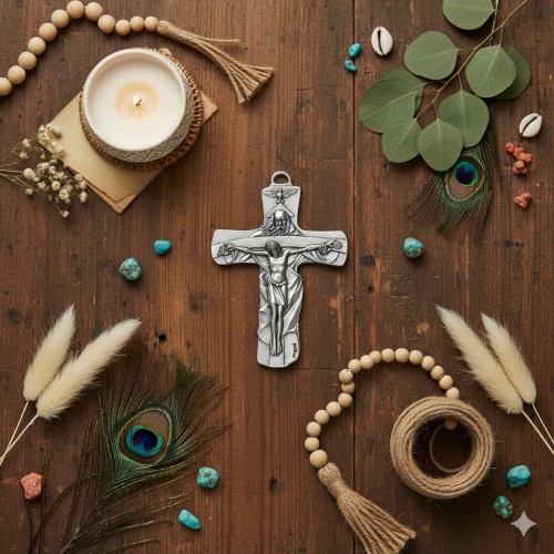 Krzyż „Trójca Święta” – Pamiątka Bierzmowania 8,5 cm, srebrny oksydowany