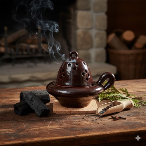 Kadzielniczka ceramiczna glazurowana w aranżacji