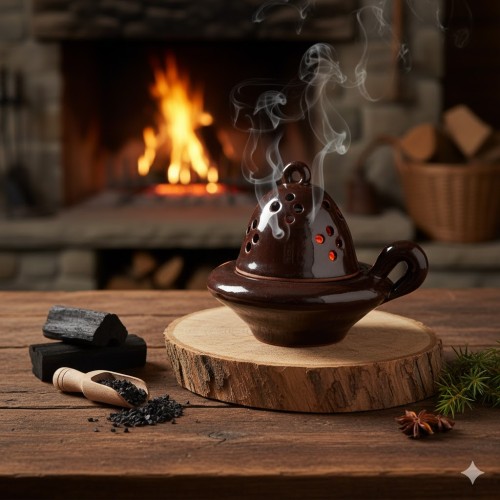 Kadzielniczka ceramiczna glazurowana w aranżacji w aranżacji domowej