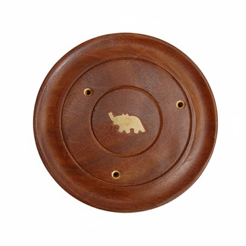 Podstawka drewniana pod kadzidła patyczkowe i stożkowe – akacja, okrągła