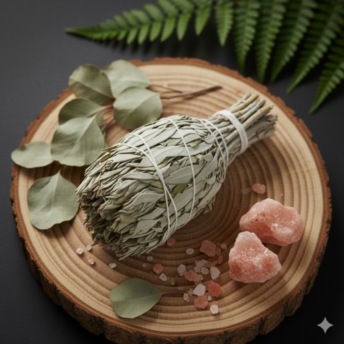 Biała Szałwia – naturalne kadzidło w pęczku - aranżacja