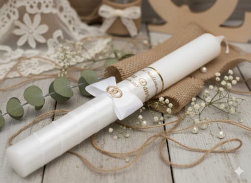 Świeca ślubna z imionami – złota kolorystyka