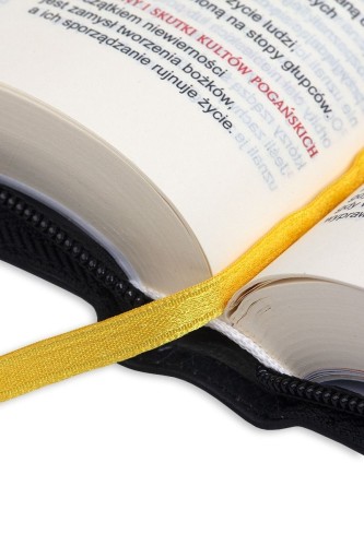 Biblia "z rybką" - oprawa czarna, z suwakiem, z kolorową wkładką