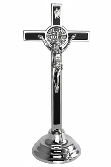 Krzyż Benedyktyński stojący czarny 19 cm – symbol ochrony domu