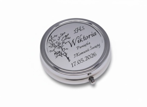 Pudełko na różaniec z imieniem IHS – pamiątka Komunii Świętej z grawerem