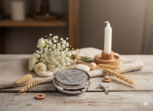 Pudełko na różaniec z imieniem IHS