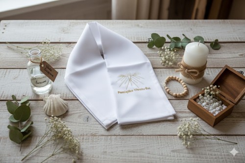 Szatka na chrzest – szal z haftem Ducha Świętego - bez haftu imiennego