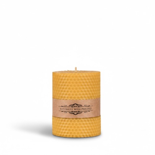 Świeca z węzy pszczelej 10 cm – ręcznie zwijana z naturalnego wosku pszczelego