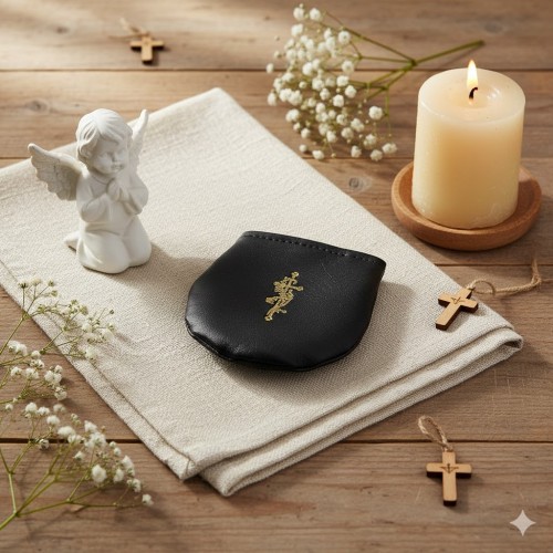 Czarne etui na różaniec