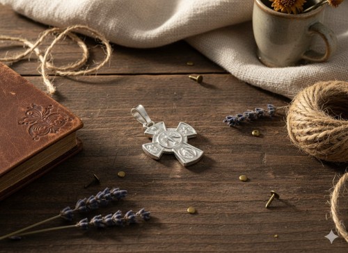 Srebrny medalik krzyż próba 925 z Duchem Świętym