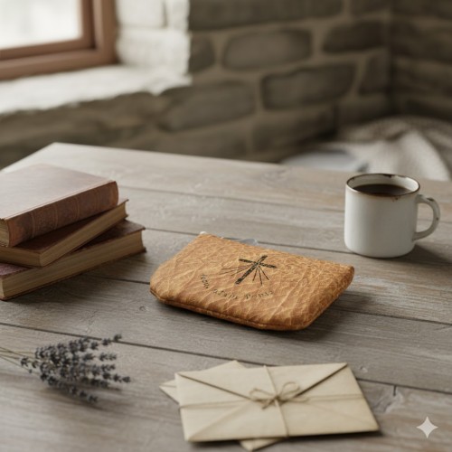 Etui na różaniec - eko skórka na zamek - piaskowe