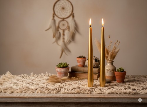 Świece stożkowe złoty metalik