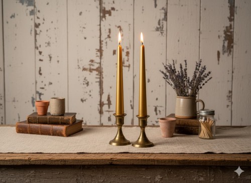 Świece stożkowe złoty metalik