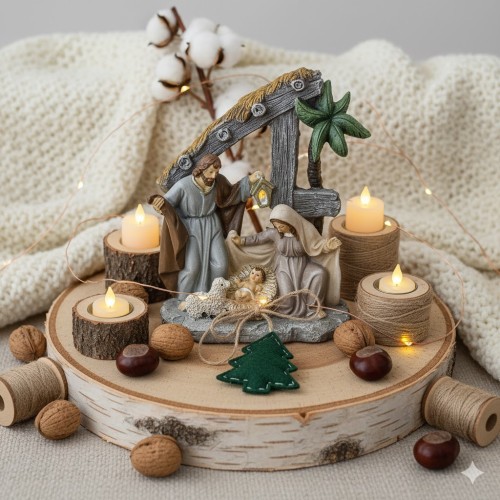 Szopka w przykładowej aranżacji świątecznej