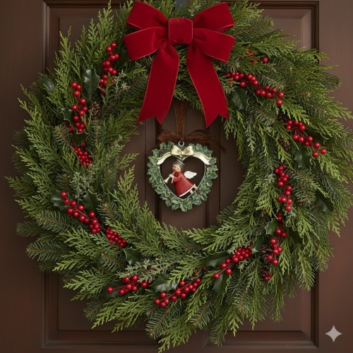 Urocza Zawieszka Świąteczna Serce z Aniołkiem w aranżacji świątecznej