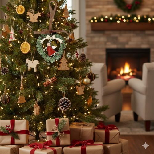 Urocza Zawieszka Świąteczna Serce z Aniołkiem w aranżacji Świąt