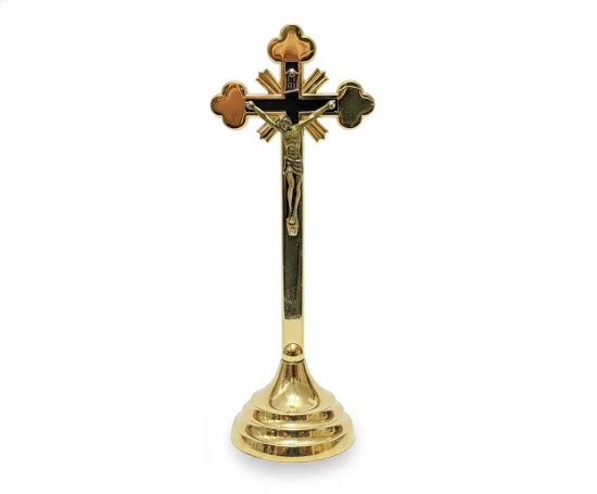 Krzyż stojący złoty tradycyjny - 19,5 cm