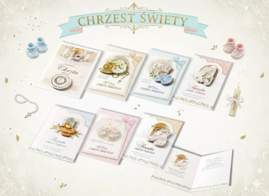 Karnet na Chrzest Święty B6 – elegancka kartka z życzeniami