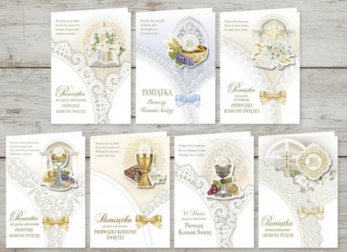 Kartka na Pierwszą Komunię Świętą – złocona B6