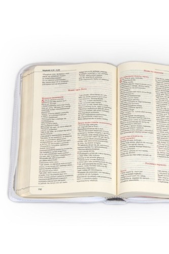 Biblia "z rybką" - oprawa biała, z suwakiem, z kolorową wkładką