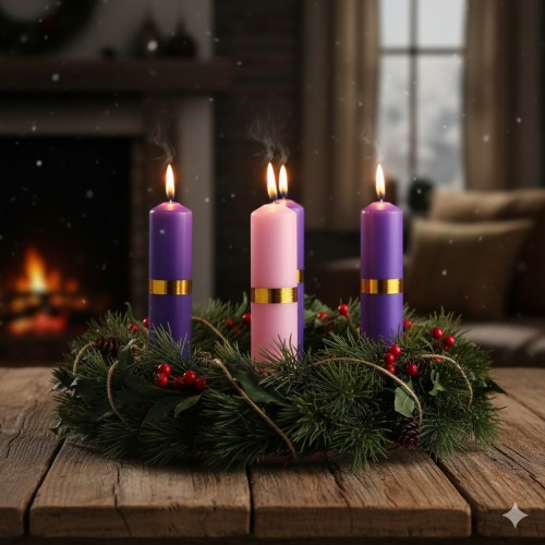 Zestaw Świec Adwentowych w aranżacji Adwentowej