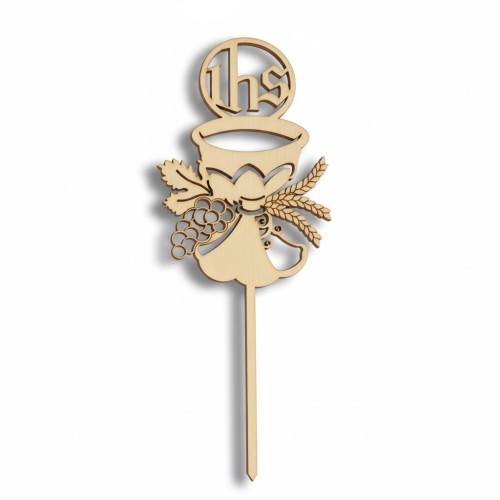 Topper drewniany „Komunia Święta” – dekoracja KIELICH