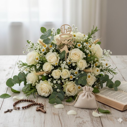 Topper drewniany „Komunia Święta”