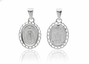 Medalik srebrny 925 – Matka Boża Niepokalana (Cudowny Medalik z koroną, 2,3 g)