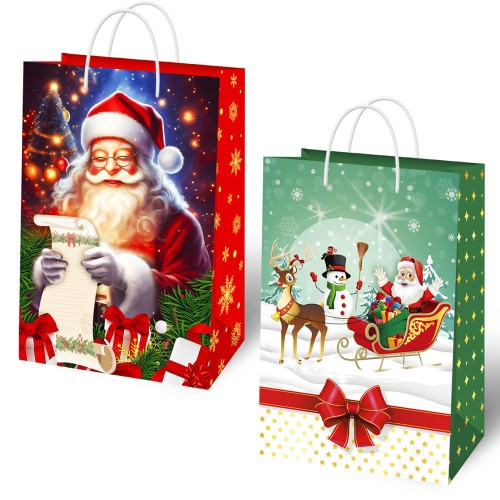 Torebka ozdobna świąteczna – mała (wzory z Mikołajem)