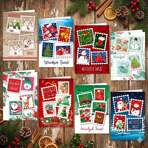 Karnet Świąteczny Tłoczony – świecki, format B6 (różne wzory)