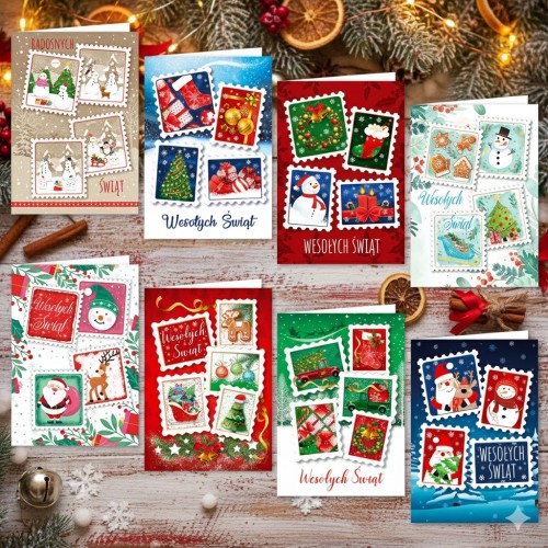 Karnet Świąteczny Tłoczony – świecki, format B6 (różne wzory)