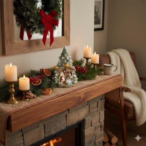 Szopka bożonarodzeniowa 15 cm – Święta Rodzina pod choinką