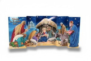 Szopka papierowa Bożonarodzeniowa z Trzema Królami 30x10 cm