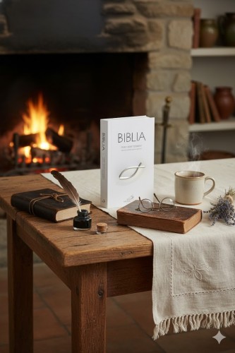 Biblia z kolorową wkładką . Oprawa miękka, szara